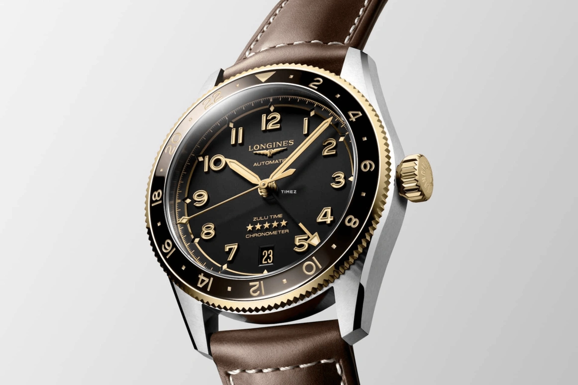 Longines,Spirit 39mm,39mm,Stainless Steel,Yellow Gold,Black,Automatic,Day,Sapphire,Crystal Glass,L3,L3.802.5.53.2 