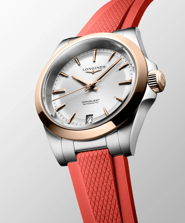 Longines,Conquest 34mm,34mm,Stainless Steel,Yellow Gold,Silver,Automatic,Day,64hours,L3,L3.430.5.72.9