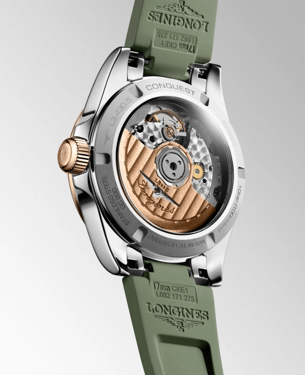 Longines,Conquest 34mm,34mm,Stainless Steel,Green,Automatic,Day,Anti-magnetic,L3,L3.430.5.02.9