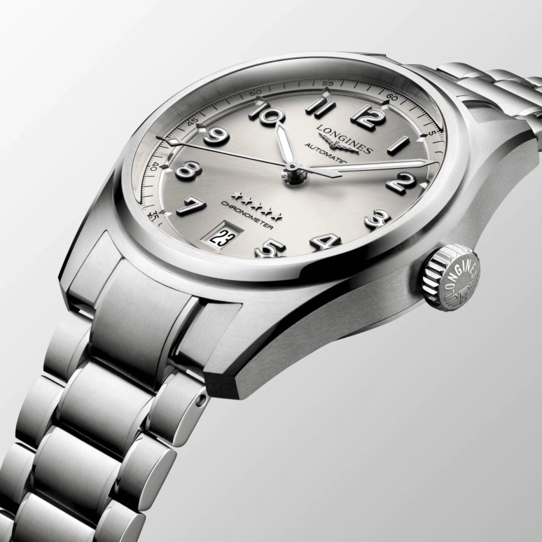 Longines,Spirit 37mm,37mm,Stainless Steel,Champagne,Automatic,Date,64hours,L3,L3.410.4.63.6