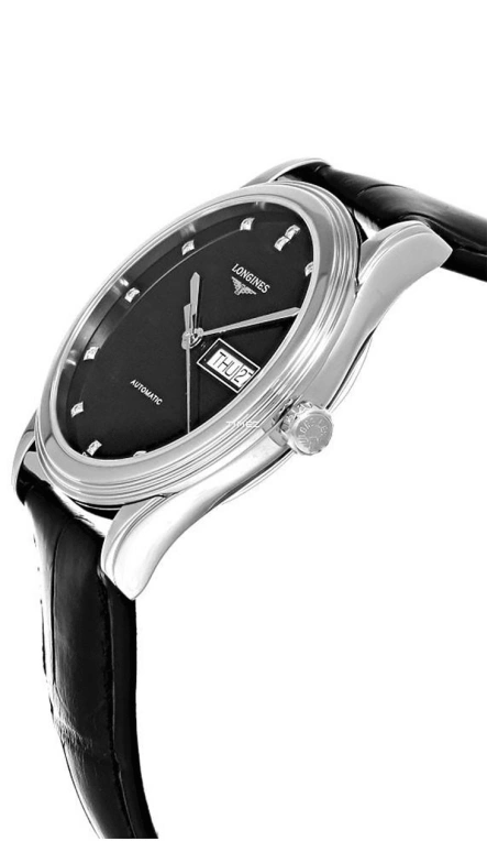 Longines,Flagship 38.50mm,38.50mm,Stainless Steel,Black,Automatic,Date,Day,L4,L4.899.4.57.2