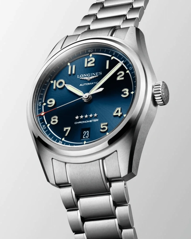 Longines,Spirit 37mm,37mm,Stainless Steel,Blue,Automatic,Date,64hours,L3,L3.410.4.93.6