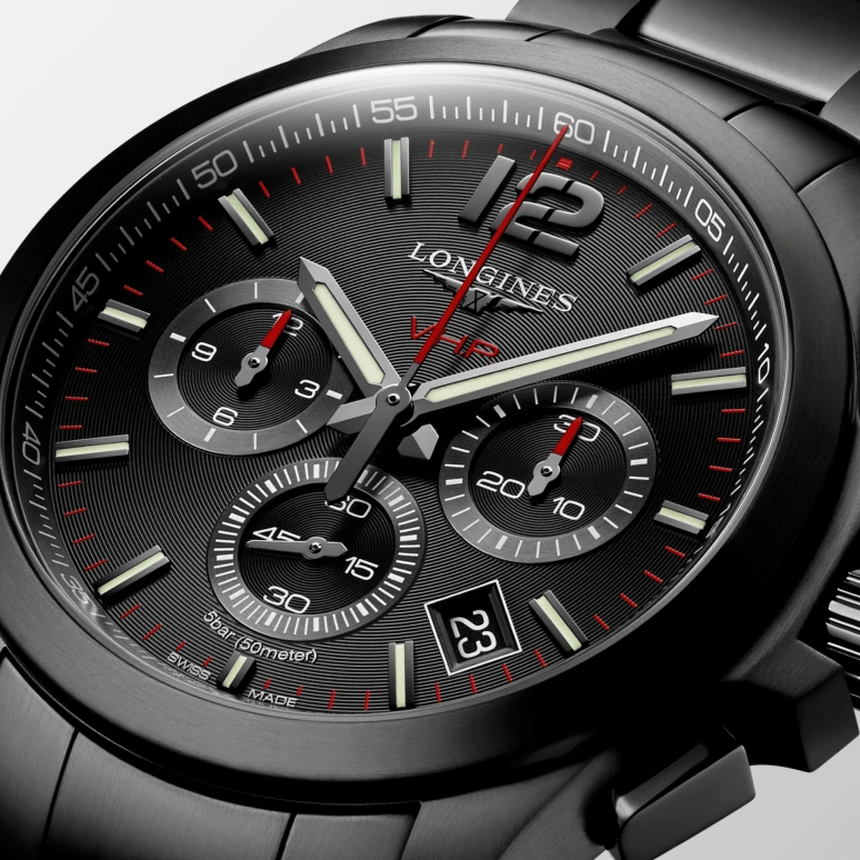 Longines,Conquest V.H.P. 42mm,42mm,Stainless Steel,Black,Quartz,Chronograph,Date,L3,L3.717.2.56.6