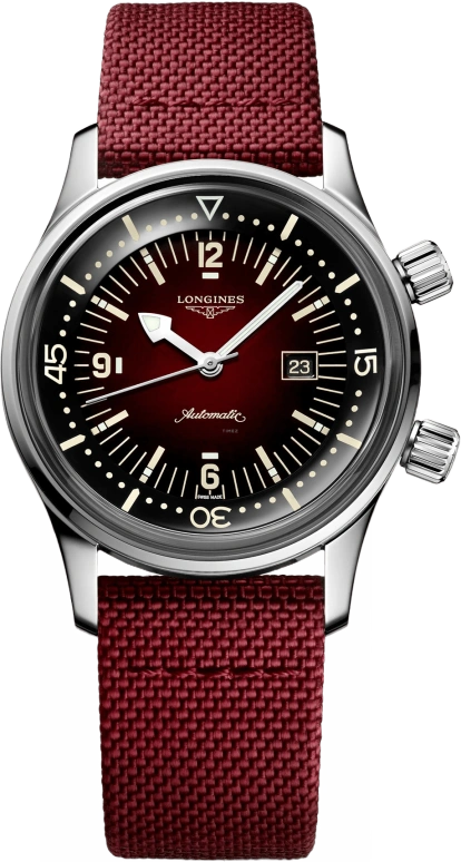 Longines,Heritage Classic 36mm,36mm,Stainless Steel,Red,Automatic,Date,40hours,L3,L3.374.4.40.2