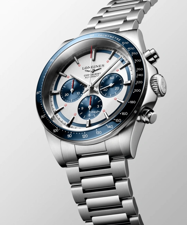 Longines,Conquest 42mm,42mm,Stainless Steel,Blue,Automatic,Chronograph,59hours,L3,L3.835.4.98.6