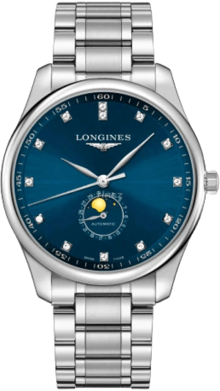 Longines,Master 42mm,42mm,Stainless Steel,Blue,Automatic,Moonphase,Date,L2,L2.919.4.97.6