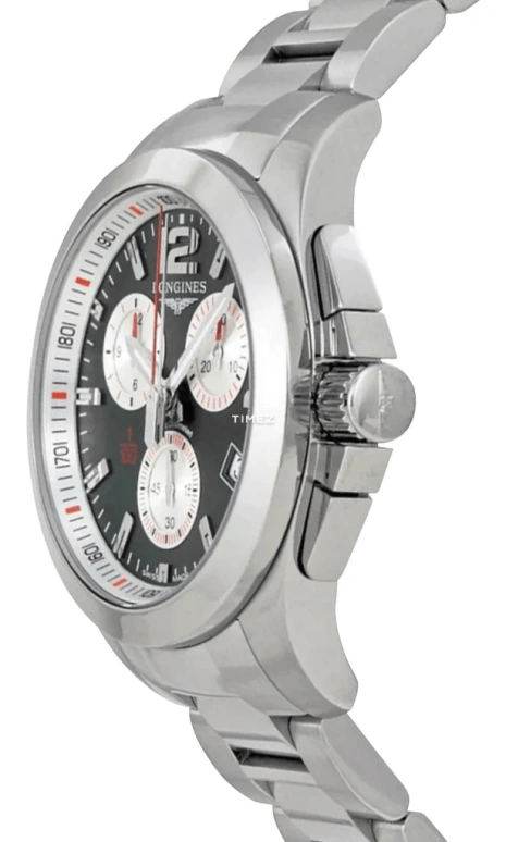 Longines,Conquest 41mm,41mm,Stainless Steel,Smoky Coal,Quartz,Chronograph,Day,L3,L3.700.4.79.6