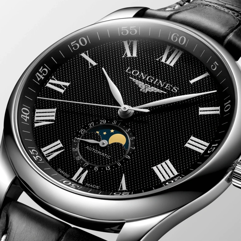 Longines,Master 42mm,42mm,Stainless Steel,Black,Automatic,Moonphase,Date,L2,L2.919.4.51.7