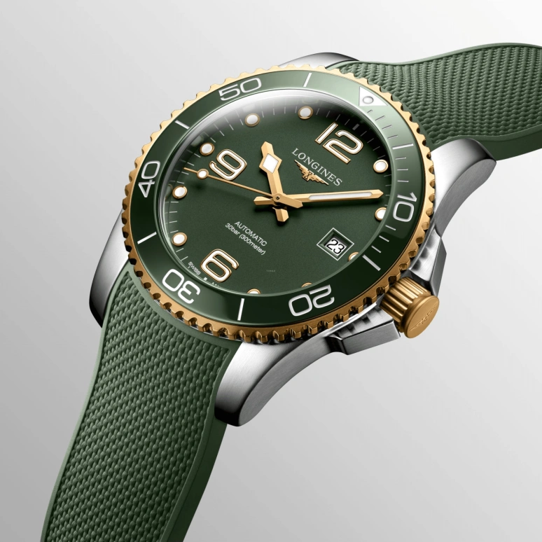 Longines,HydroConquest 41mm,41mm,Ceramic,Stainless Steel,Green,Automatic,Date,64hours,L3,L3.781.3.06.9