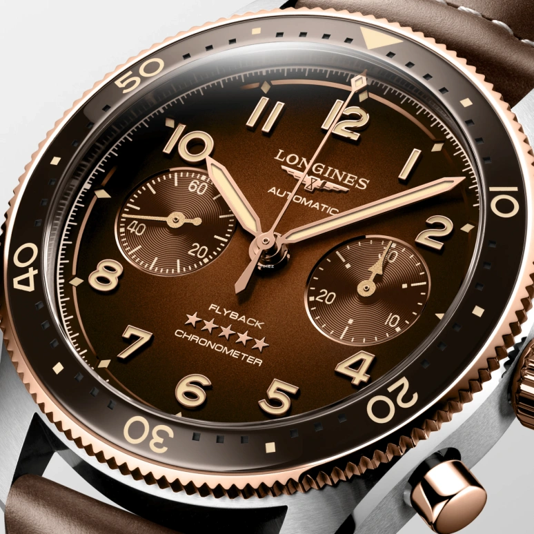 Longines,Spirit 42mm,42mm,Stainless Steel,Brown,Automatic,Chronograph,Flyback,Anti-magnetic,L3,L3.821.5.59.2