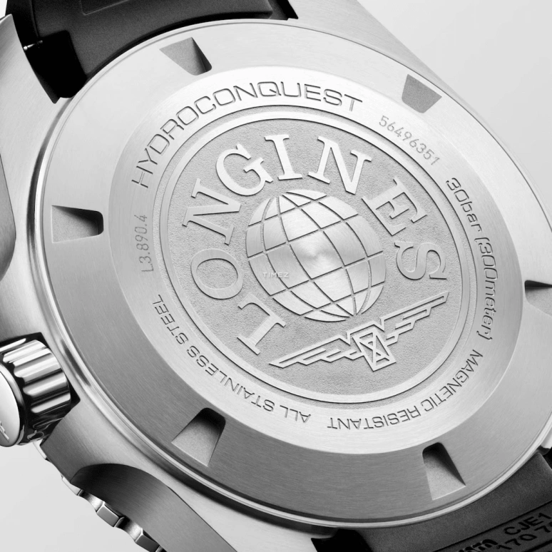 Longines,HydroConquest 43mm,43mm,Stainless Steel,Black,Automatic,Day,Dule Time,Anti-magnetic,L3,L3.890.4.56.9