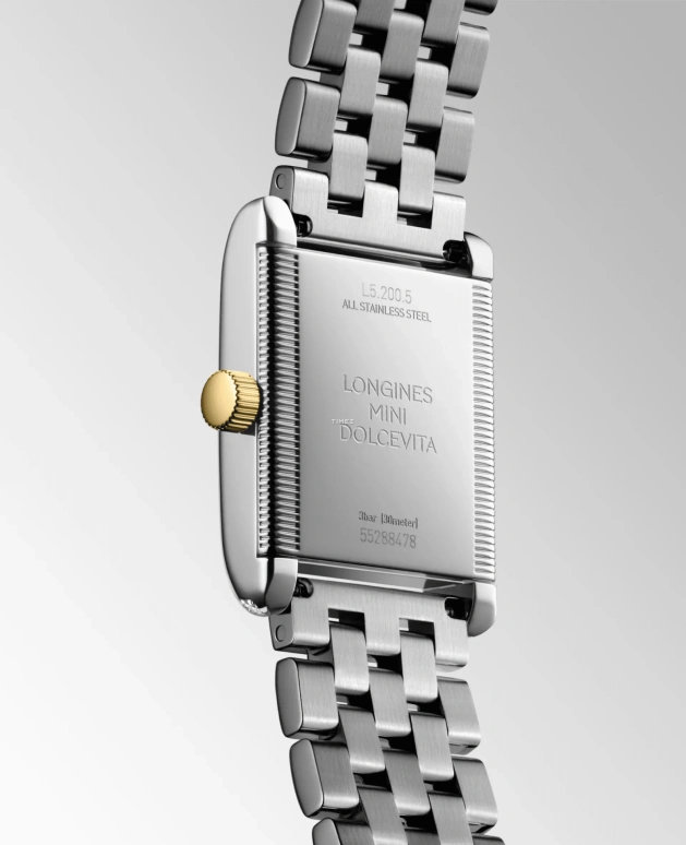 Longines,Mini DolceVita 21.50x29mm,21.50x29mm,Stainless Steel,Yellow Gold,Silver,Quartz,26280hours,In-house Caliber,L5,L5.200.5.78.7