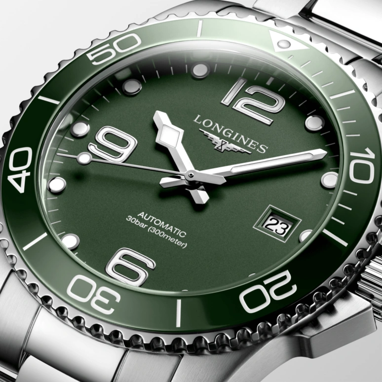 Longines,HydroConquest 41mm,41mm,Stainless Steel,Green,Automatic,Date,65hours,L3,L3.781.4.06.6