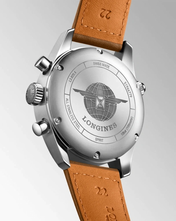 Longines,Spirit 42mm,42mm,Stainless Steel,Silver,Automatic,Chronograph,Date,Column Wheel,L3,L3.820.4.73.2