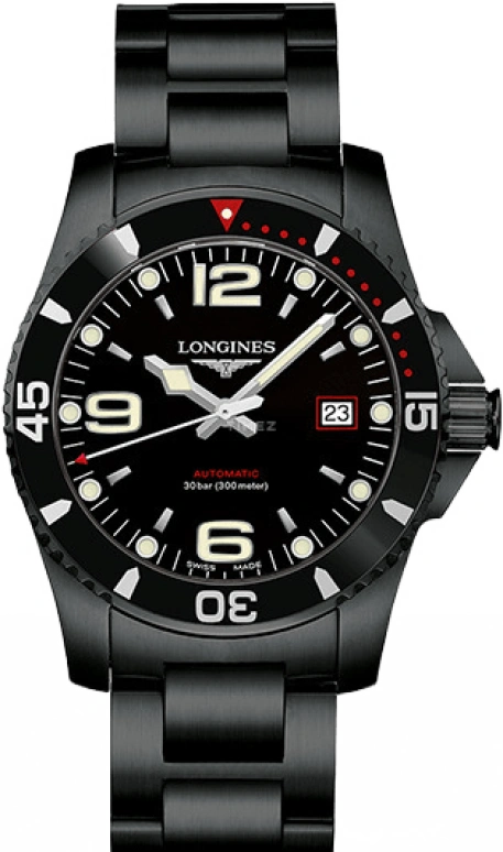Longines,HydroConquest 41mm,41mm,Stainless Steel,Black,Automatic,Day,65hours,L3,L3.742.2.56.6