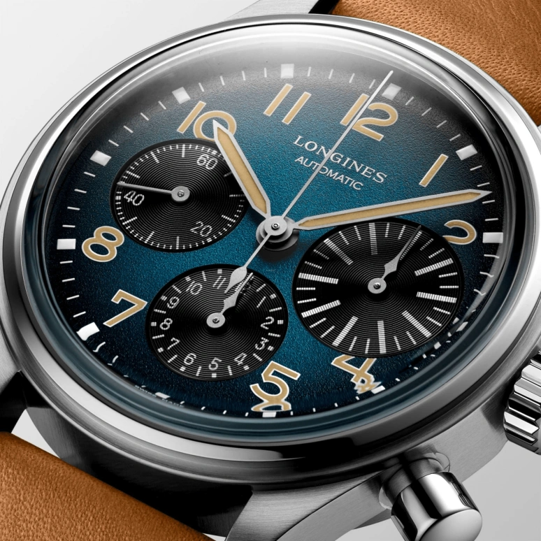 Longines,Heritage Classic 41mm,41mm,Titanium,Blue,Automatic,Chronograph,Day,Column Wheel,L2,L2.816.1.93.2