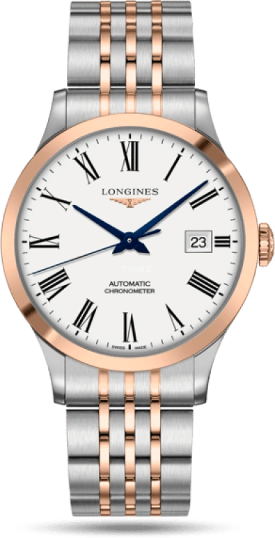 Longines,Record 40mm,40mm,Pink Gold,Stainless Steel,White,Automatic,Date,64hours,L2,L2.821.5.11.7
