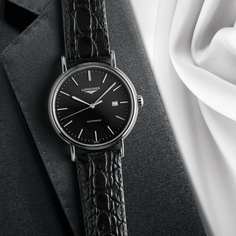 Longines,Presence 40mm,40mm,Stainless Steel,Black,Automatic,Date,65hours,L4,L4.922.4.52.2