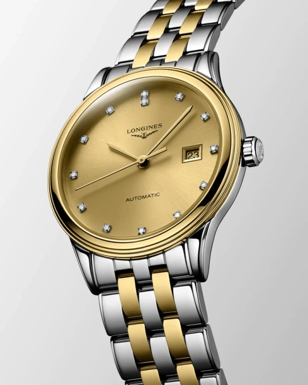 Longines,Flagship 30mm,30mm,Stainless Steel,Champagne,Automatic,Date,40hours,L4,L4.374.3.37.7