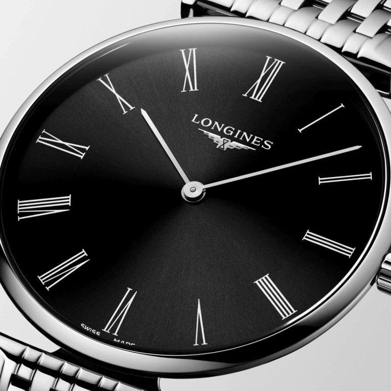 Longines,Elegant 38mm,38mm,Stainless Steel,Black,Quartz,In-house Caliber,Sapphire,L4,L4.866.4.51.6