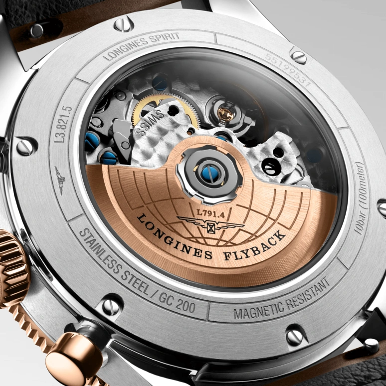 Longines,Spirit 42mm,42mm,Stainless Steel,Brown,Automatic,Chronograph,Flyback,Anti-magnetic,L3,L3.821.5.59.2
