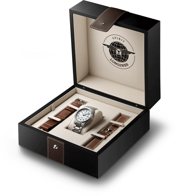 Longines,Spirit 42mm,42mm,Stainless Steel,Silver,Automatic,Date,64hours,L3,L3.811.4.73.9