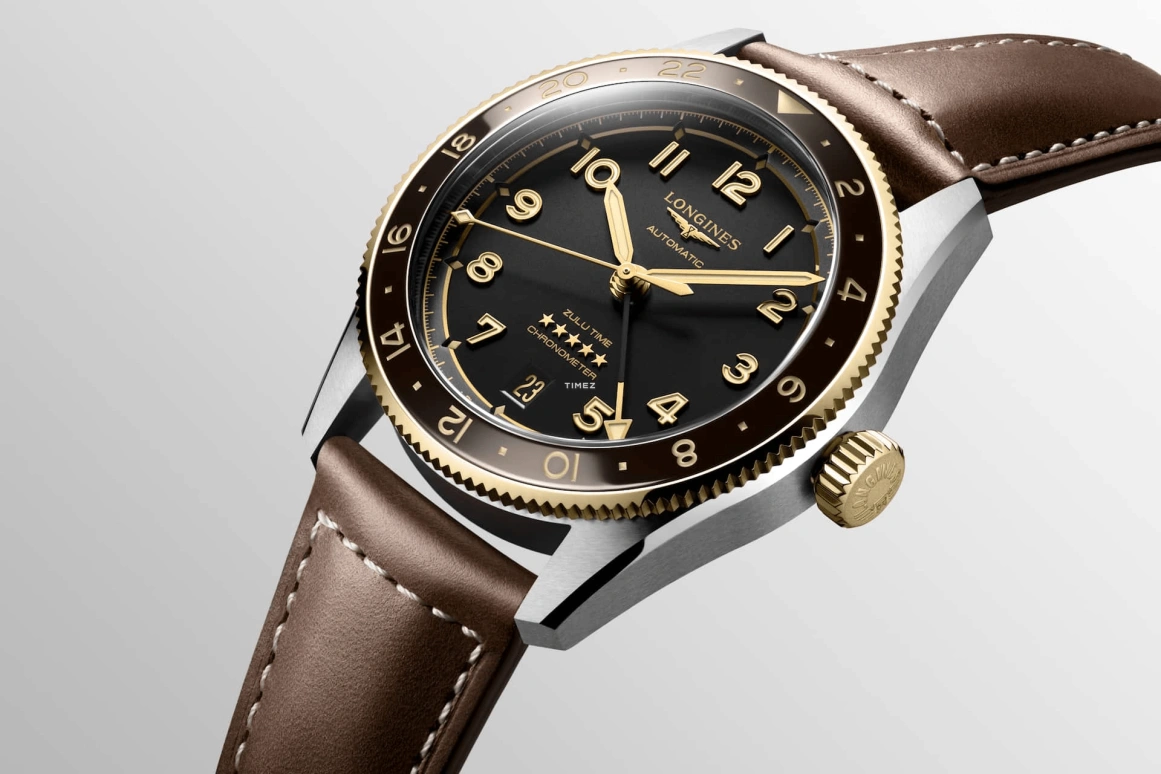 Longines,Spirit 39mm,39mm,Stainless Steel,Yellow Gold,Black,Automatic,Day,Sapphire,Crystal Glass,L3,L3.802.5.53.2 