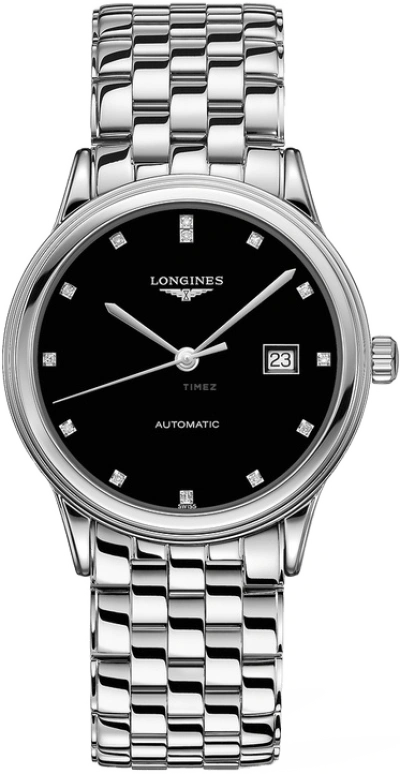 Longines,Flagship 40mm,40mm,Stainless Steel,Black,Automatic,Date,64hours,L4,L4.984.4.57.6