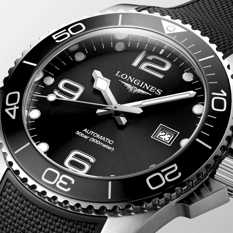Longines,HydroConquest 43mm,43mm,Stainless Steel,Black,Automatic,Date,65hours,L3,L3.782.4.56.9
