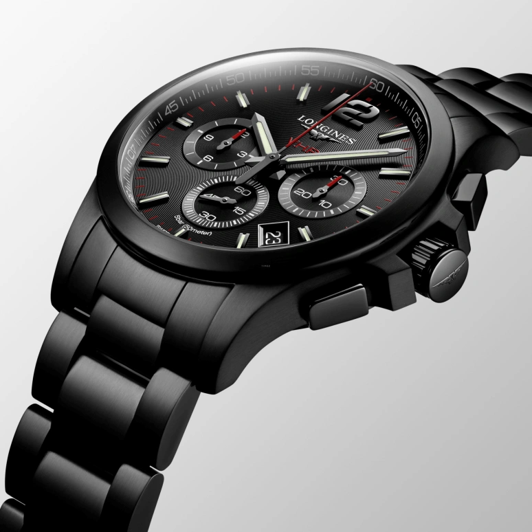 Longines,Conquest V.H.P. 42mm,42mm,Stainless Steel,Black,Quartz,Chronograph,Date,L3,L3.717.2.56.6