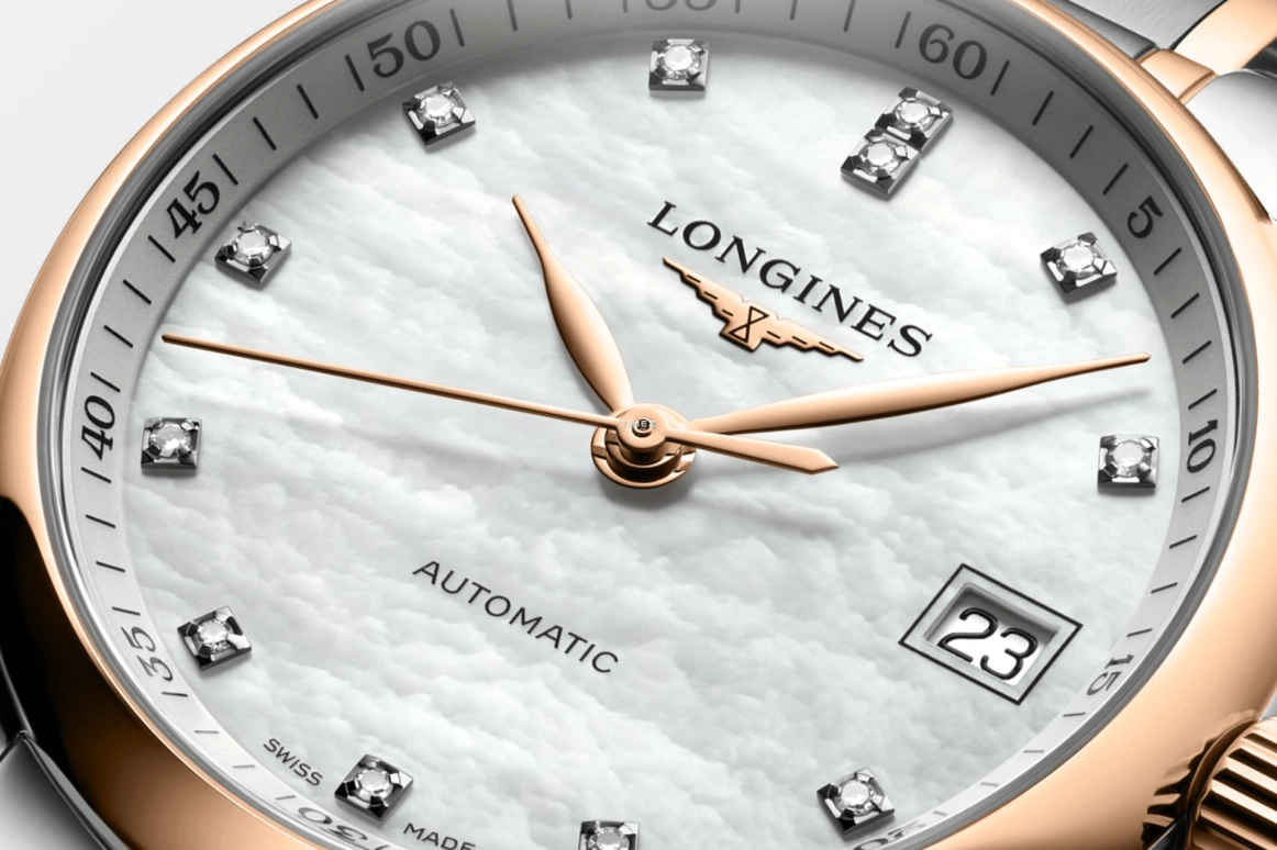 Longines,Master 34mm,34mm,Stainless Steel,Rose Gold,White,Automatic,Day,72hours,L2,L2.357.5.89.7