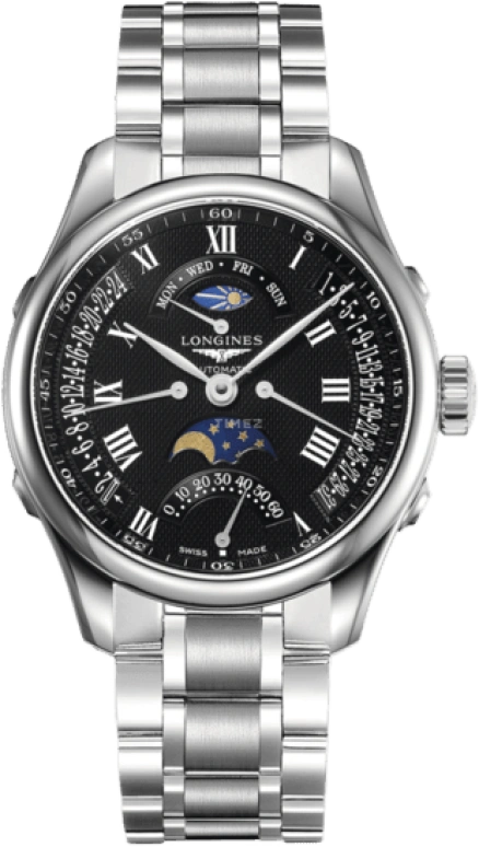 Longines,Master 41mm,41mm,Stainless Steel,Black,Automatic,Moonphase,Date,Power Reserve Indicator,Flyback,48hours,In-house Caliber,L2,L2.738.4.51.6