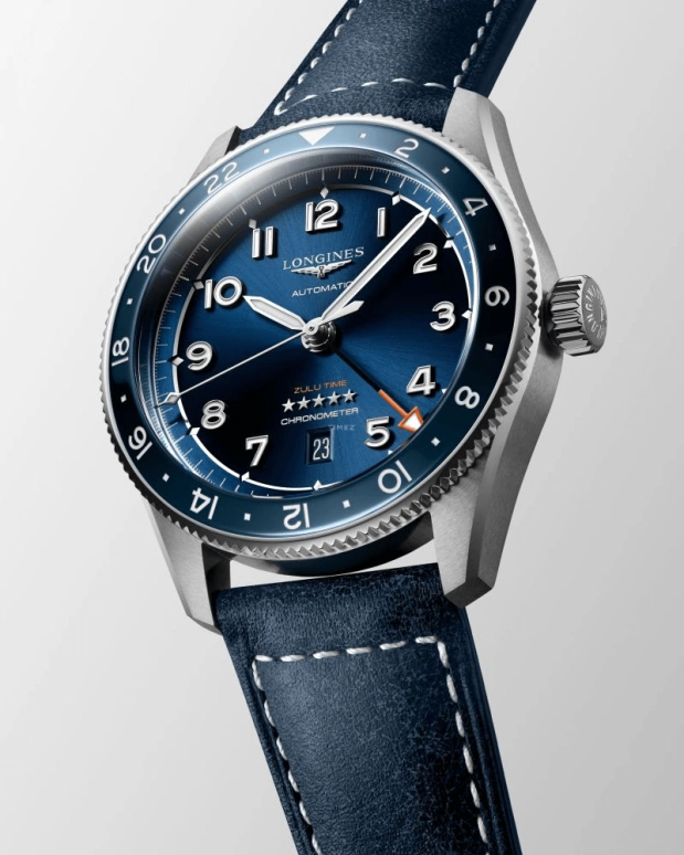 Longines,Spirit 42mm,42mm,Stainless Steel,Blue,Automatic,Date,65hours,L3,L3.812.4.93.2