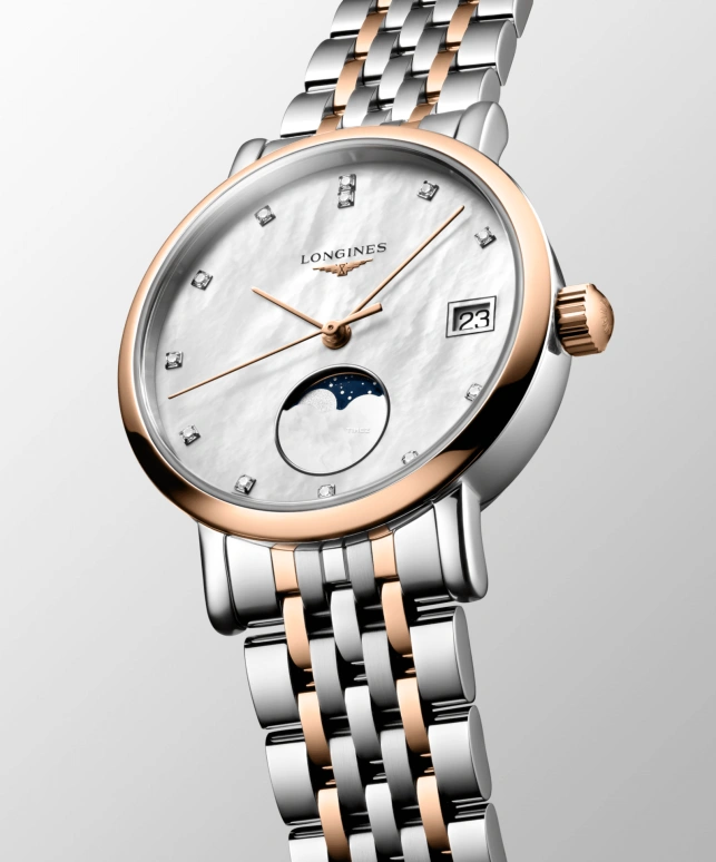 Longines,Elegant 30mm,30mm,Stainless Steel,White,Quartz,Moonphase,Day,L4,L4.330.5.87.7