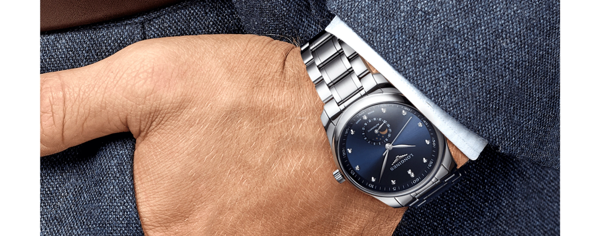 Longines,Master 40mm,40mm,Stainless Steel,Blue,Automatic,Moonphase,Day,L2,L2.909.4.97.6