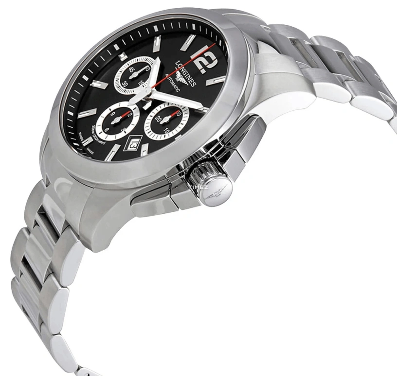 Longines,Conquest 44mm,44mm,Stainless Steel,Black,Automatic,Chronograph,Day,L3,L3.801.4.56.6