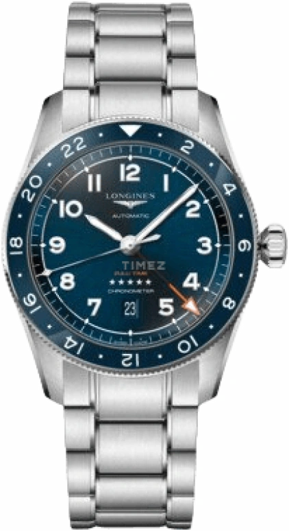Longines,Spirit 42mm,42mm,Stainless Steel,Blue,Automatic,Date,65hours,L3,L3.812.4.93.6