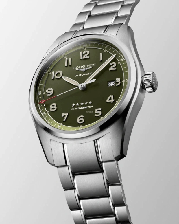 Longines,Spirit 42mm,42mm,Stainless Steel,Green,Automatic,Date,64hours,L3,L3.811.4.03.6