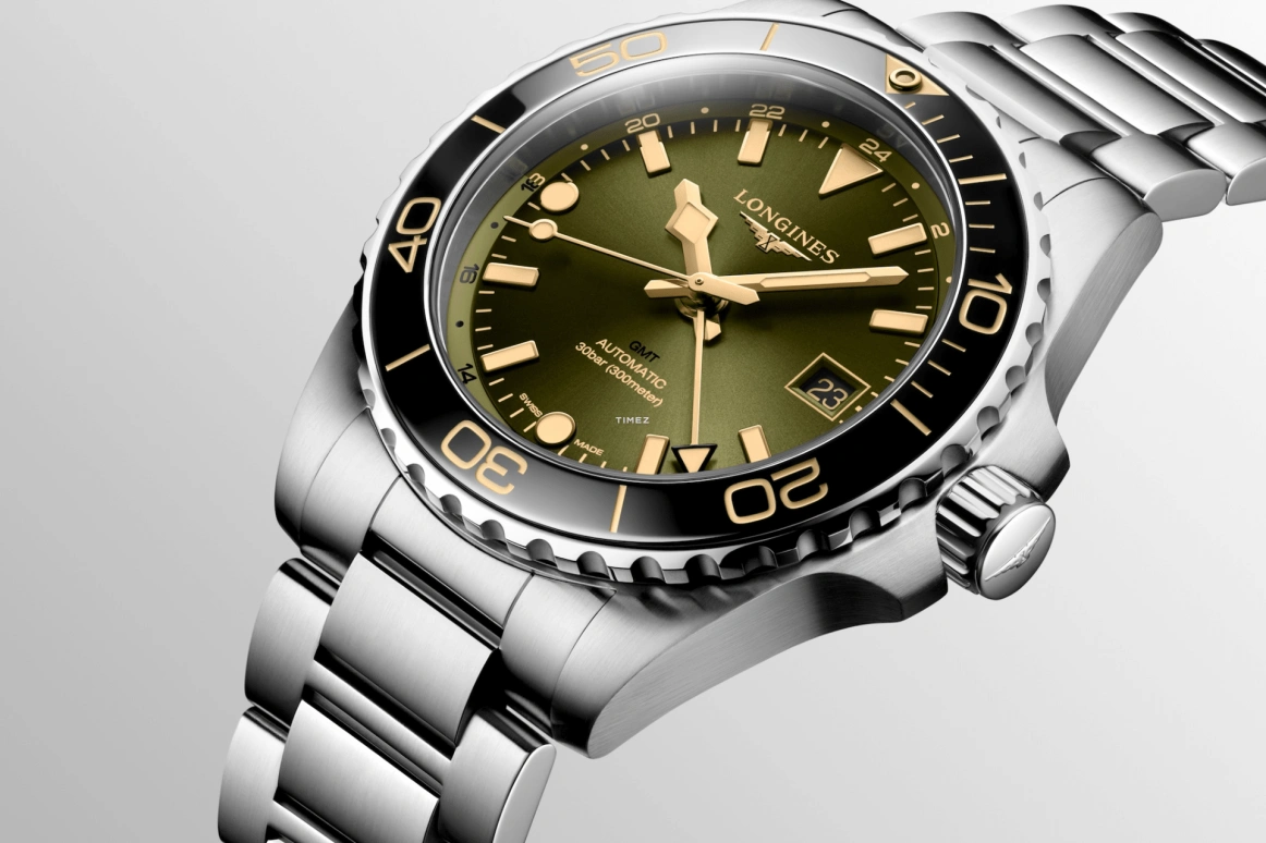 Longines,HydroConquest 41mm,41mm,Stainless Steel,Green,Automatic,Day,Dule Time,Anti-magnetic,L3,L3.790.4.06.6