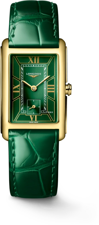 Longines,DolceVita 23x37mm,23x37mm,Yellow Gold,Green,Quartz,26280hours,In-house Caliber,L5,L5.512.6.95.2
