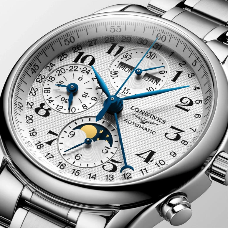 Longines,Master 40mm,40mm,Stainless Steel,Beige,Automatic,Chronograph,Moonphase,Month,Date,42hours,In-house Caliber,L2,L2.673.4.78.6