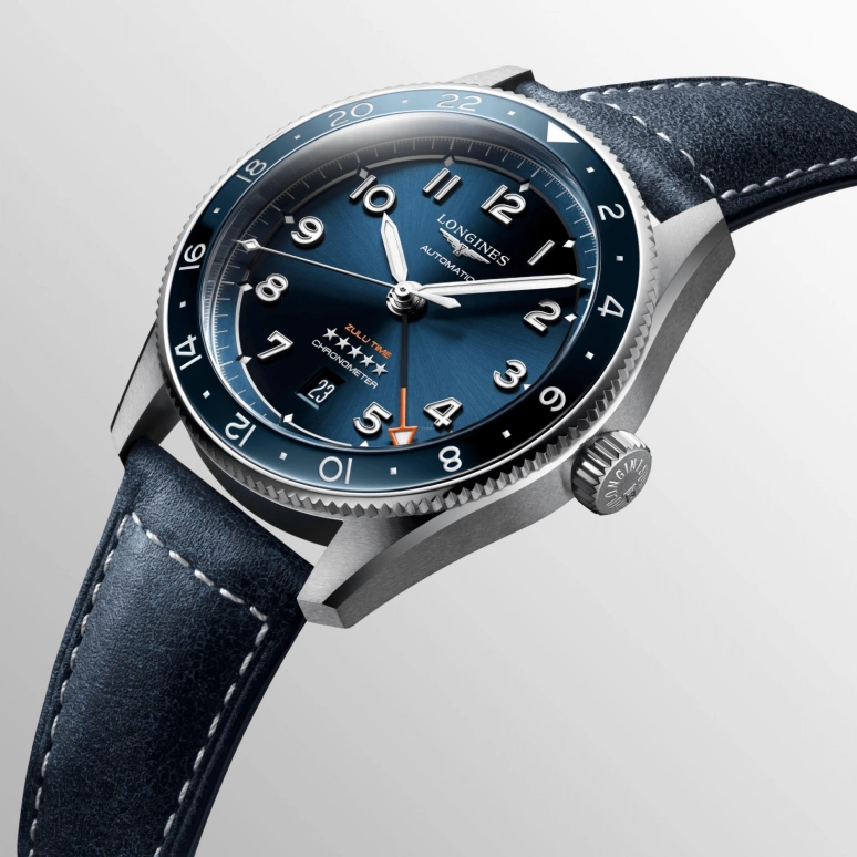 Longines,Spirit 42mm,42mm,Stainless Steel,Blue,Automatic,Date,65hours,L3,L3.812.4.93.2