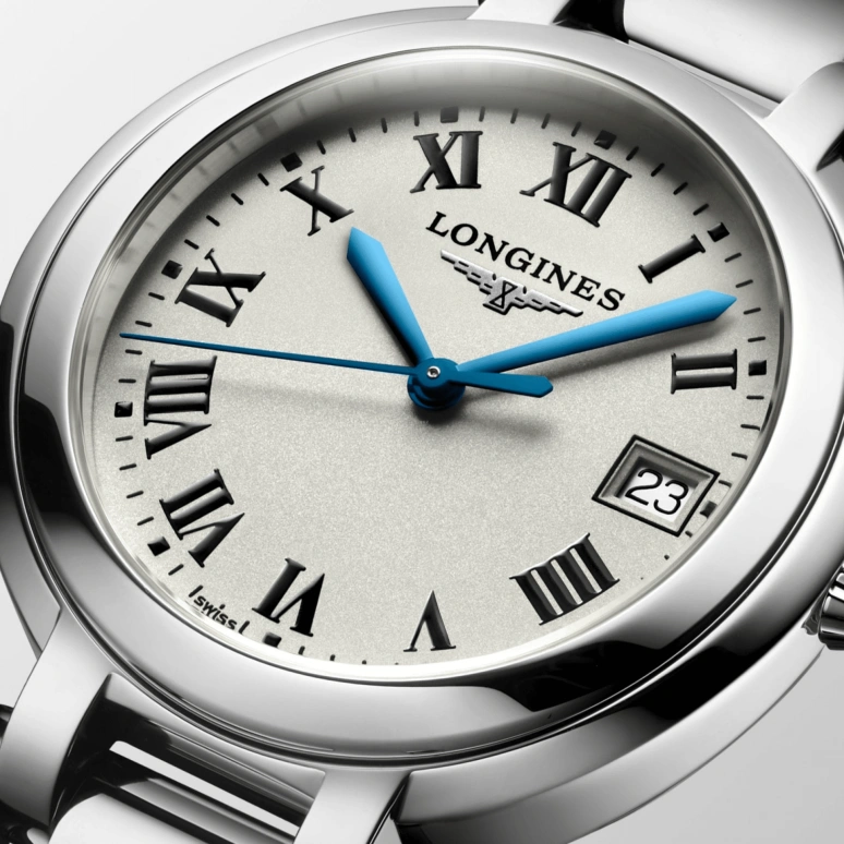 Longines,PrimaLuna 34mm,34mm,Stainless Steel,Silver,Quartz,Date,26280hours,L8,L8.114.4.71.6