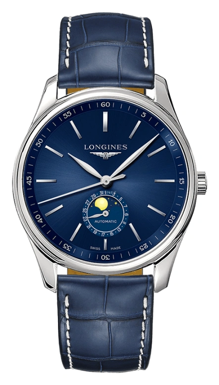 Longines,Master 42mm,42mm,Stainless Steel,Blue,Automatic,Moonphase,Date,L2,L2.919.4.92.0