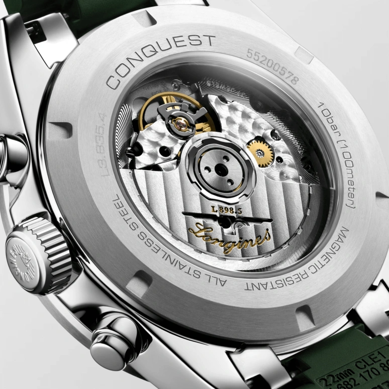 Longines,Sport 42mm,42mm,Stainless Steel,Green,Silver,Automatic,Chronograph,Anti-magnetic,L3,L3.835.4.02.9
