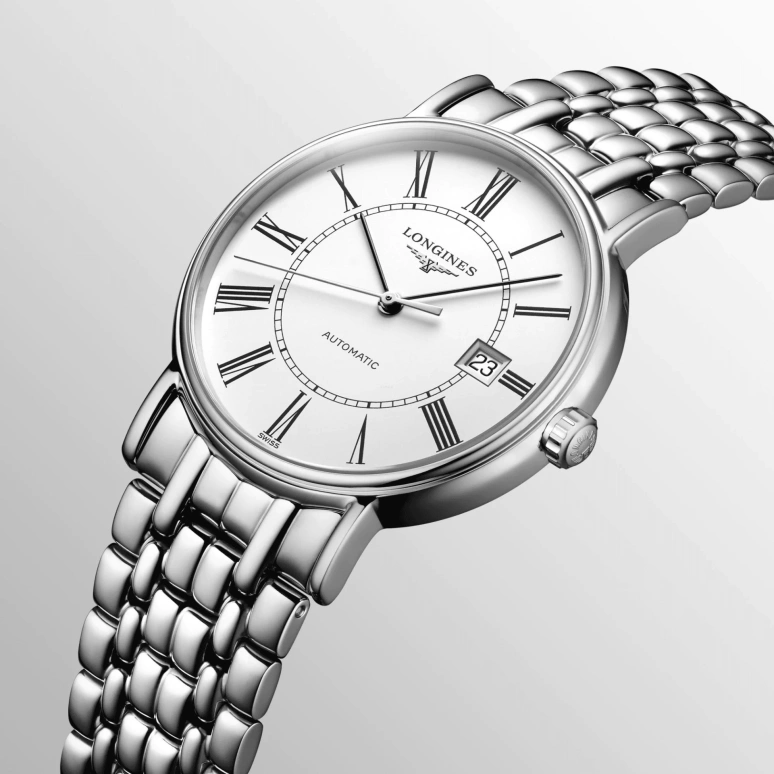 Longines,Presence 38.50mm,38.50mm,Stainless Steel,White,Automatic,Date,65hours,L4,L4.921.4.11.6