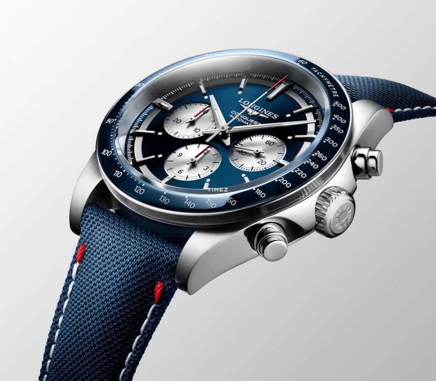 Longines,Conquest 42mm,42mm,Stainless Steel,Ceramic,Blue,Automatic,Chronograph,59hours,L3,L3.835.4.91.2