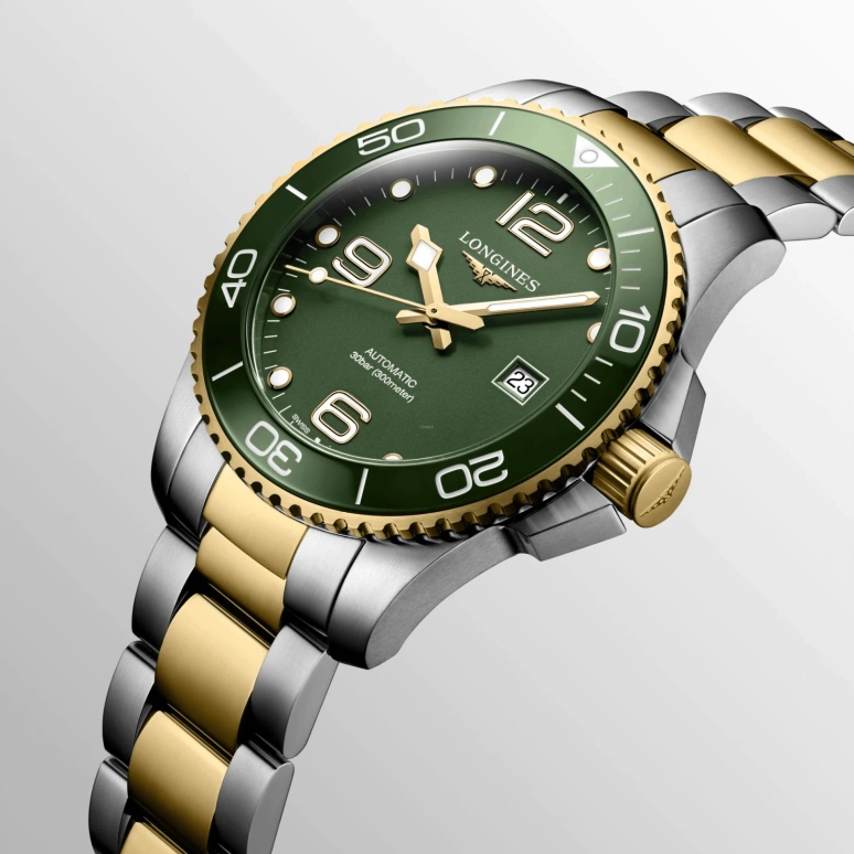 Longines,HydroConquest 43mm,43mm,Ceramic,Stainless Steel,Green,Automatic,Date,64hours,L3,L3.782.3.06.7