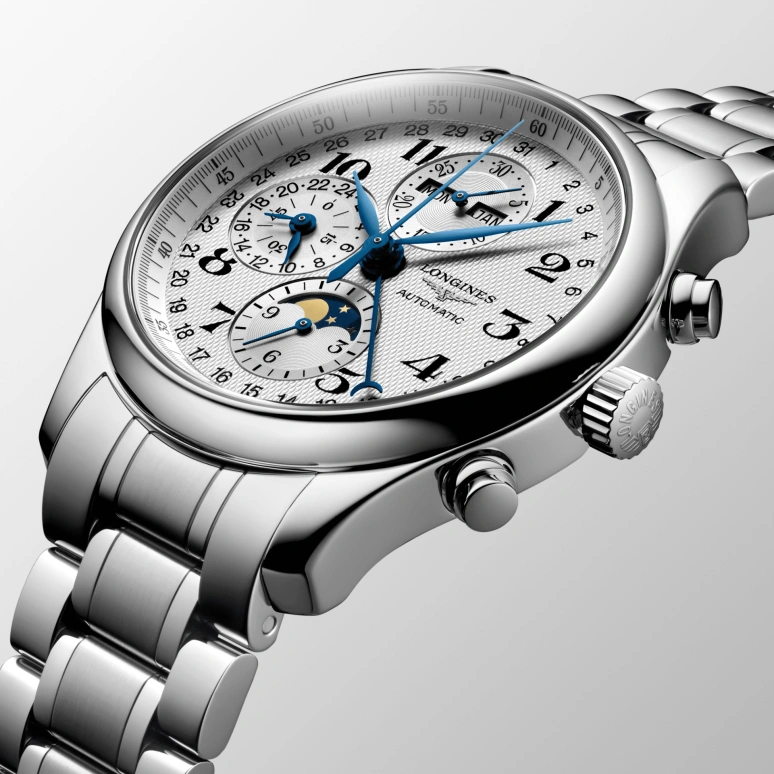 Longines,Master 42mm,42mm,Stainless Steel,Silver,Automatic,Chronograph,Moonphase,Month,Date,42hours,In-house Caliber,L2,L2.773.4.78.6