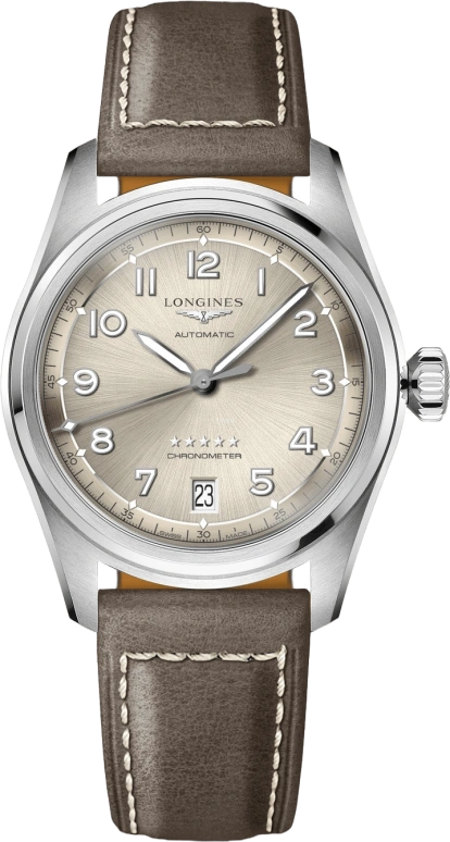Longines,Spirit 37mm,37mm,Stainless Steel,Champagne,Automatic,Date,64hours,L3,L3.410.4.63.2